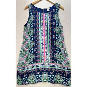 Artisan Ny Women's Mini Shift Dress Sleeveless Size 12 Multicolor Aztec Boho